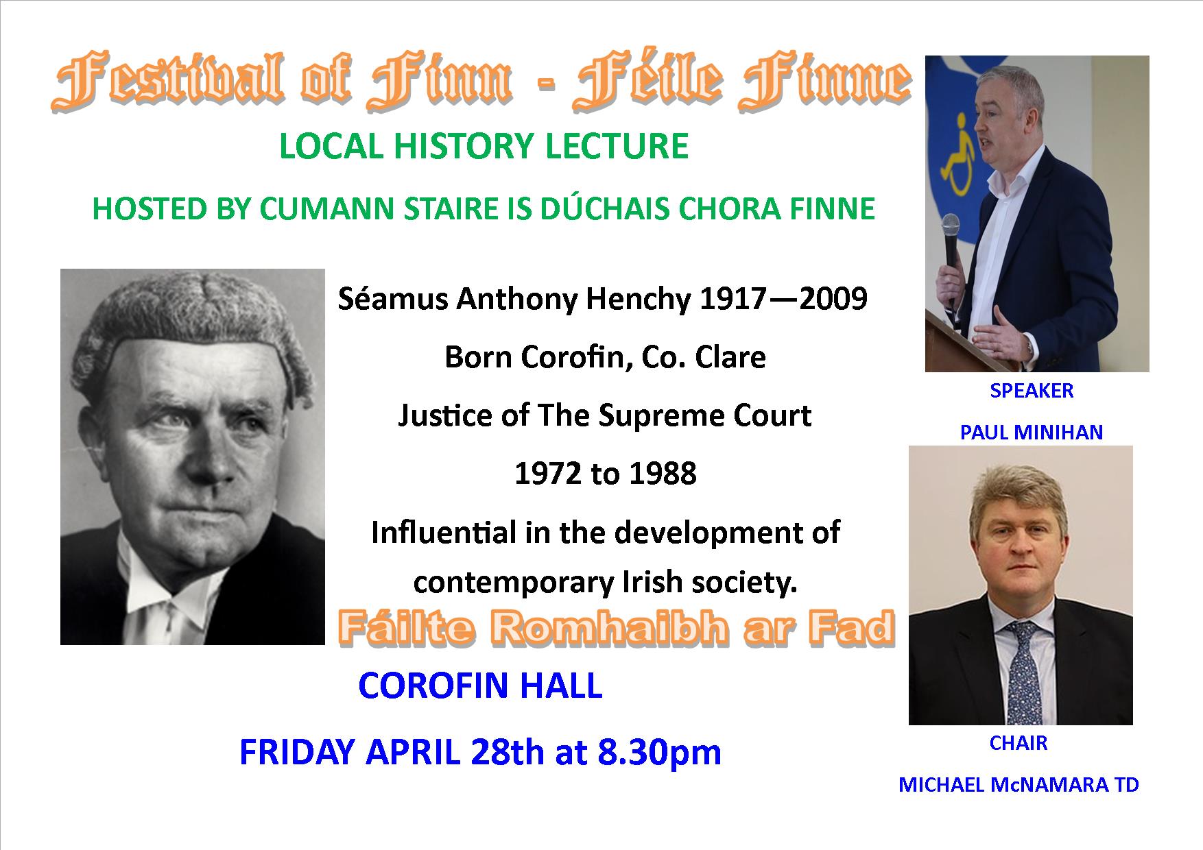 Seamus Henchy History Talk, Festival of Finn, Corofin